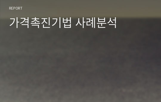 가격촉진기법 사례분석