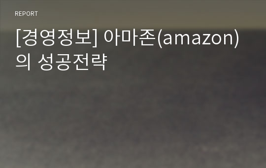 [경영정보] 아마존(amazon)의 성공전략