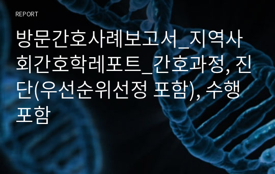 방문간호사례보고서_지역사회간호학레포트_간호과정, 진단(우선순위선정 포함), 수행포함