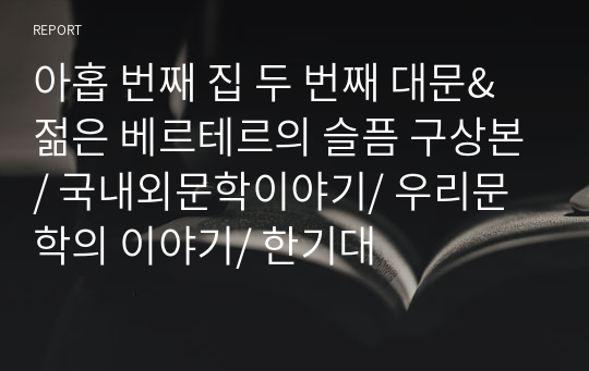 아홉 번째 집 두 번째 대문&amp;젊은 베르테르의 슬픔 구상본/ 국내외문학이야기/ 우리문학의 이야기/ 한기대