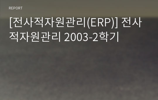 [전사적자원관리(ERP)] 전사적자원관리 2003-2학기