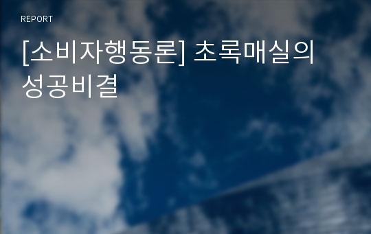 [소비자행동론] 초록매실의 성공비결