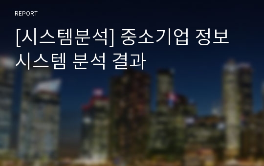 [시스템분석] 중소기업 정보시스템 분석 결과