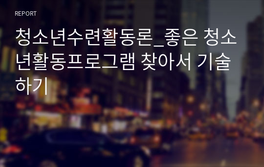 청소년수련활동론_좋은 청소년활동프로그램 찾아서 기술하기