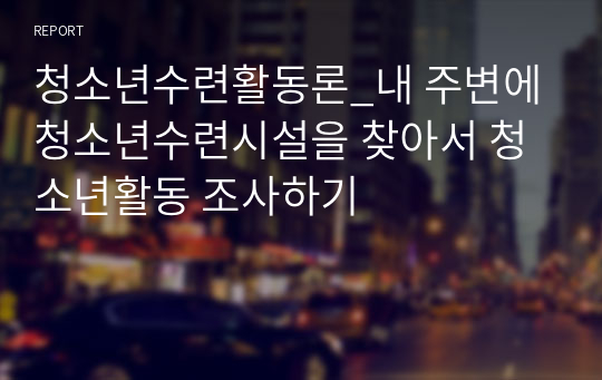 청소년수련활동론_내 주변에 청소년수련시설을 찾아서 청소년활동 조사하기