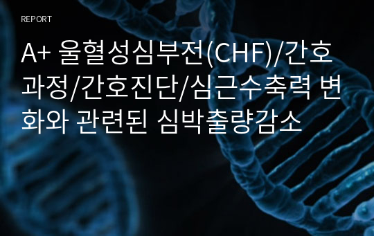 A+ 울혈성심부전(CHF)/간호과정/간호진단/심근수축력 변화와 관련된 심박출량감소