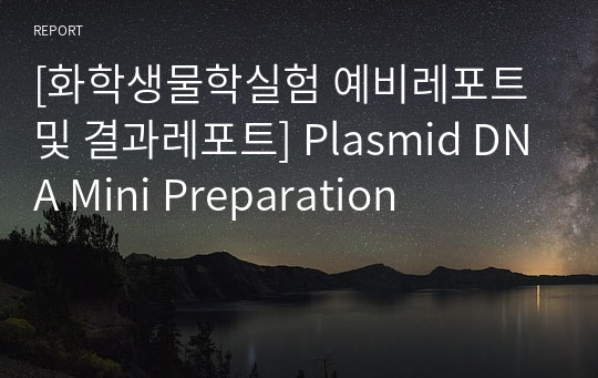 [화학생물학실험 예비레포트 및 결과레포트] Plasmid DNA Mini Preparation