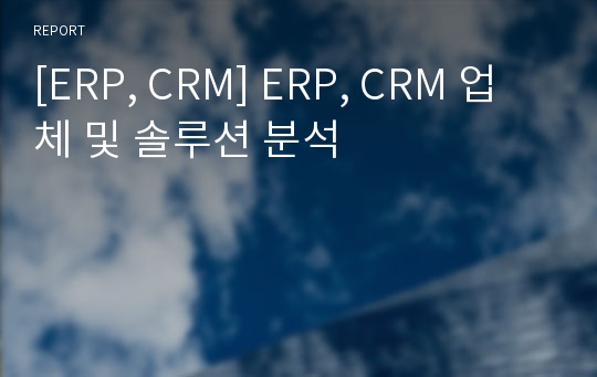 [ERP, CRM] ERP, CRM 업체 및 솔루션 분석