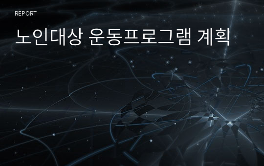 노인대상 운동프로그램 계획