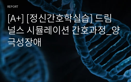 [A+] [정신간호학실습] 드림널스 시뮬레이션 간호과정_양극성장애