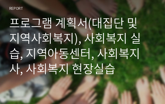 프로그램 계획서(대집단 및 지역사회복지), 사회복지 실습, 지역아동센터, 사회복지사, 사회복지 현장실습