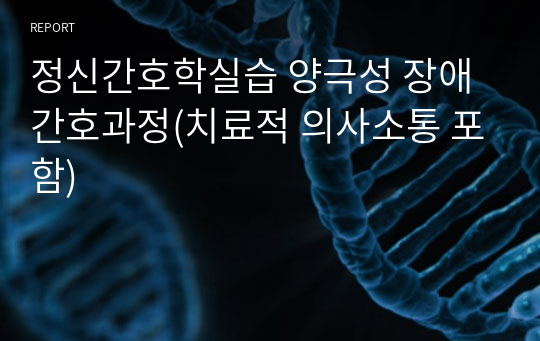 정신간호학실습 양극성 장애 간호과정(치료적 의사소통 포함)