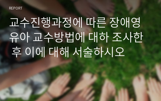 교수진행과정에 따른 장애영유아 교수방법에 대하 조사한 후 이에 대해 서술하시오