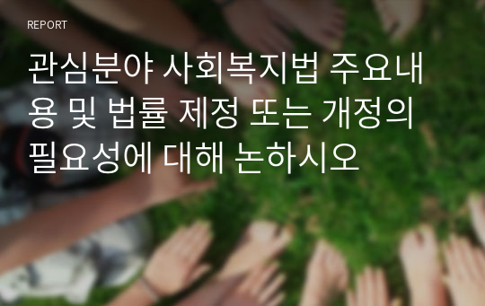 관심분야 사회복지법 주요내용 및 법률 제정 또는 개정의 필요성에 대해 논하시오