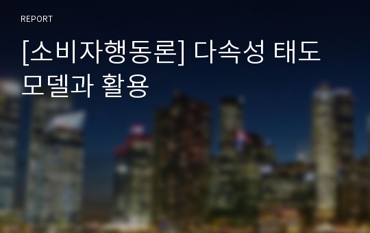 [소비자행동론] 다속성 태도모델과 활용