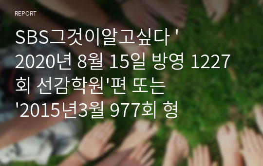 SBS그것이알고싶다 &#039;2020년 8월 15일 방영 1227회 선감학원&#039;편 또는 &#039;2015년3월 977회 형제복지원&#039; 편을 감상하고