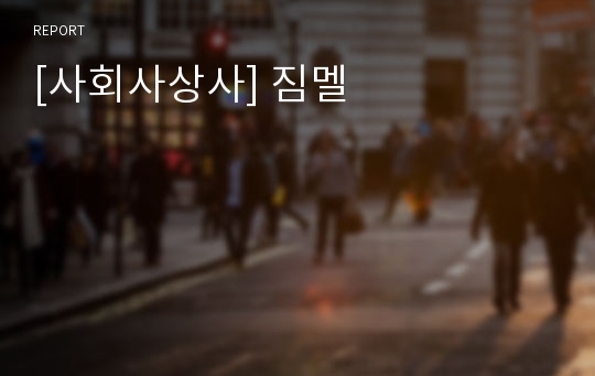 [사회사상사] 짐멜