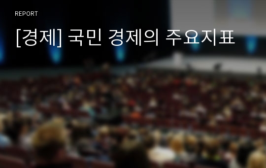 [경제] 국민 경제의 주요지표