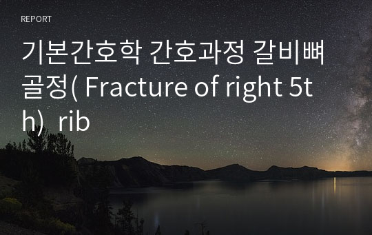 간호과정 늑골골절 ( Fracture of right 5th rib ) case study