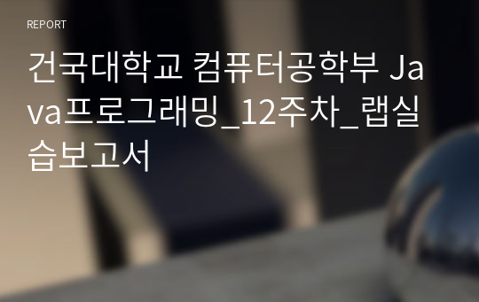 건국대학교 컴퓨터공학부 Java프로그래밍_12주차_랩실습보고서