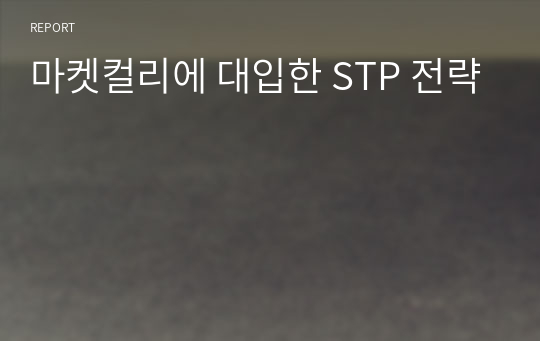 마켓컬리에 대입한 STP 전략