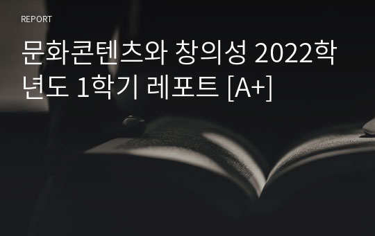 문화콘텐츠와 창의성 2022학년도 1학기 레포트 [A+]