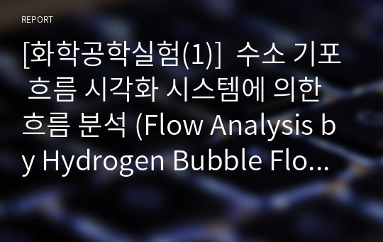 [화학공학실험(1)]  수소 기포 흐름 시각화 시스템에 의한 흐름 분석 (Flow Analysis by Hydrogen Bubble Flow Visualization System)
