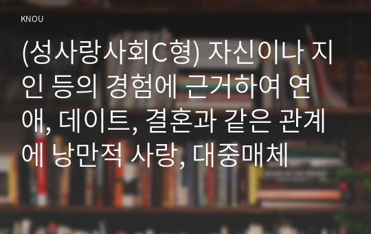 (성사랑사회C형) 자신이나 지인 등의 경험에 근거하여 연애, 데이트, 결혼과 같은 관계에 낭만적 사랑, 대중매체