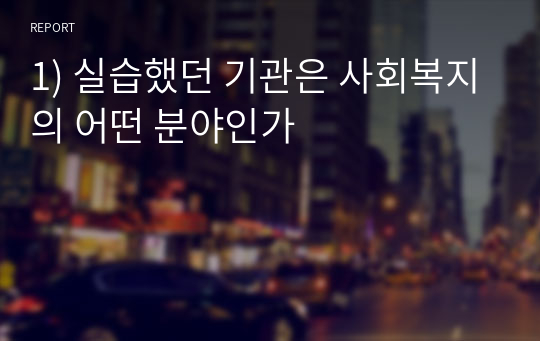 1) 실습했던 기관은 사회복지의 어떤 분야인가