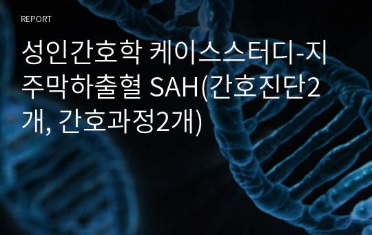 성인간호학 케이스스터디-지주막하출혈 SAH(간호진단2개, 간호과정2개)