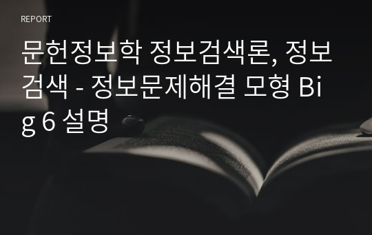 문헌정보학 정보검색론, 정보검색 - 정보문제해결 모형 Big 6 설명