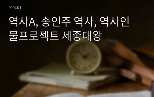 역사A, 송인주 역사, 역사인물프로젝트 세종대왕