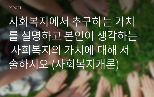 사회복지에서 추구하는 가치를 설명하고 본인이 생각하는 사회복지의 가치에 대해 서술하시오 (사회복지개론)