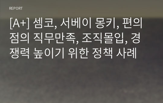 [A+] 셈코, 서베이 몽키, 편의점의 직무만족, 조직몰입, 경쟁력 높이기 위한 정책 사례