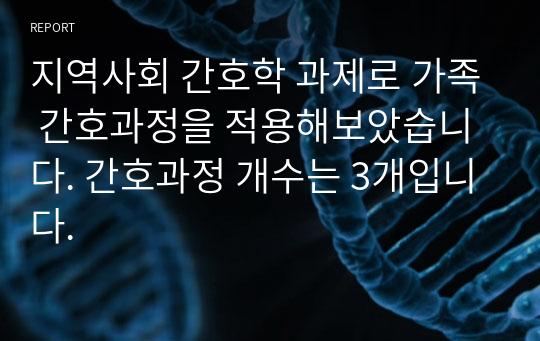 지역사회 간호학 과제로 가족 간호과정을 적용해보았습니다. 간호과정 개수는 3개입니다.