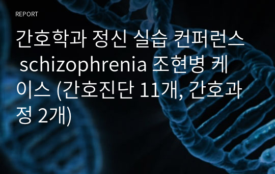 간호학과 정신 실습 컨퍼런스 schizophrenia 조현병 케이스 (간호진단 11개, 간호과정 2개)