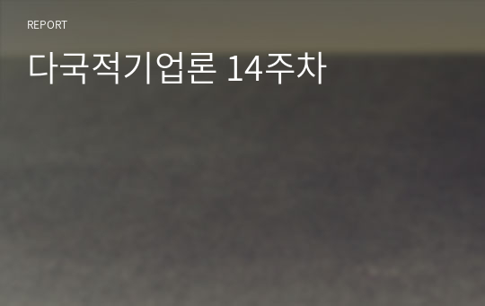 다국적기업론 14주차