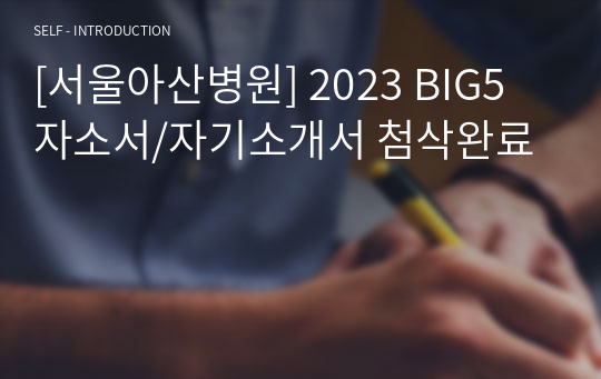 [서울아산병원] 2023 BIG5 자소서/자기소개서 첨삭완료