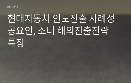 현대자동차 인도진출 사례성공요인, 소니 해외진출전략 특징