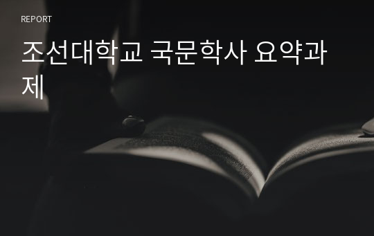 조선대학교 국문학사 요약과제