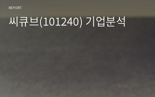 씨큐브(101240) 기업분석