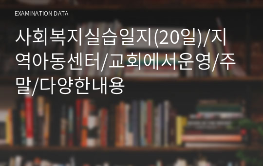 사회복지실습일지(20일)/지역아동센터/교회에서운영/주말/다양한내용