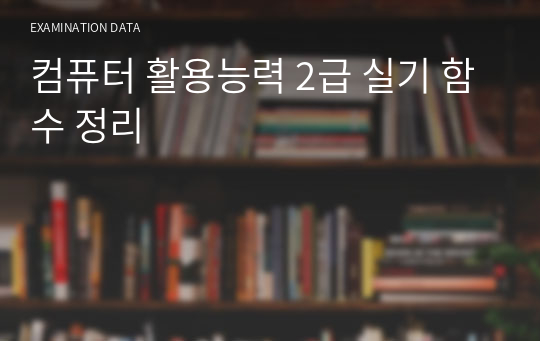 컴퓨터 활용능력 2급 실기 함수 정리