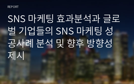 SNS 마케팅 효과분석과 글로벌 기업들의 SNS 마케팅 성공사례 분석 및 향후 방향성 제시