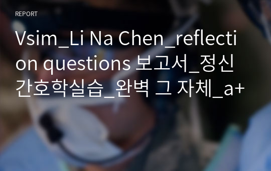 Vsim_Li Na Chen_reflection questions 보고서_정신간호학실습_완벽 그 자체_a+