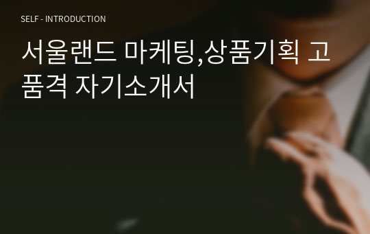 서울랜드 마케팅,상품기획 고품격 자기소개서