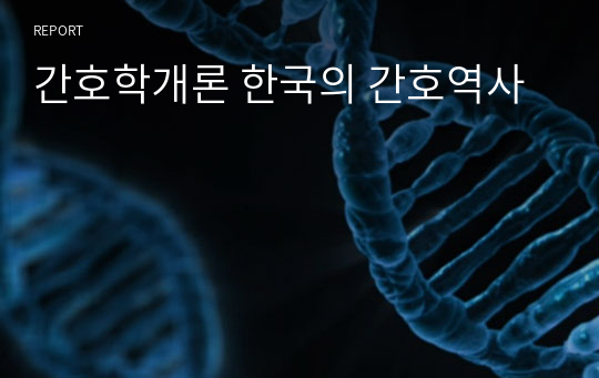 간호학개론 한국의 간호역사