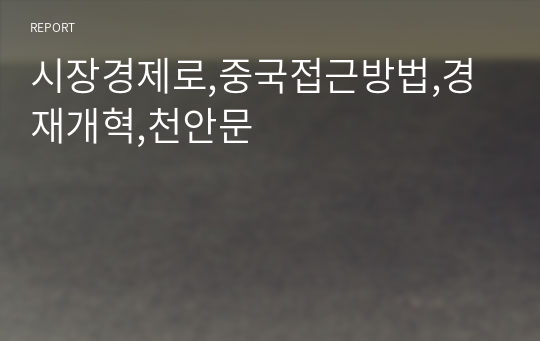 시장경제로,중국접근방법,경재개혁,천안문