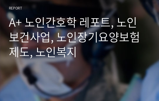 A+ 노인간호학 레포트, 노인보건사업, 노인장기요양보험제도, 노인복지