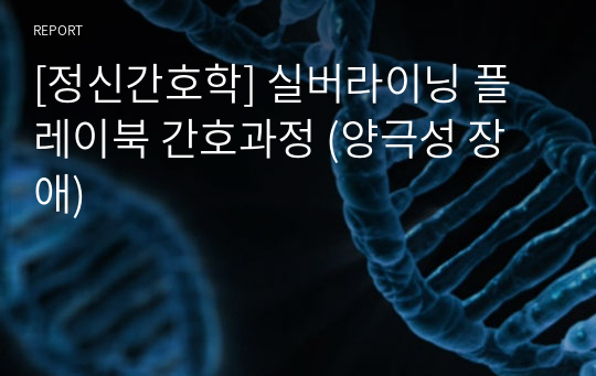 [정신간호학] 실버라이닝 플레이북 간호과정 (양극성 장애)